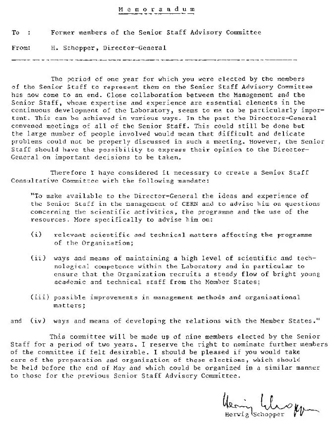 The Nine - Memorandum H. Schopper 1981